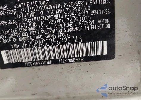 2015 Subaru Xv Crosstrek 2.0I Premium из США, поврежденный, VIN JF2GPACC3F8322746